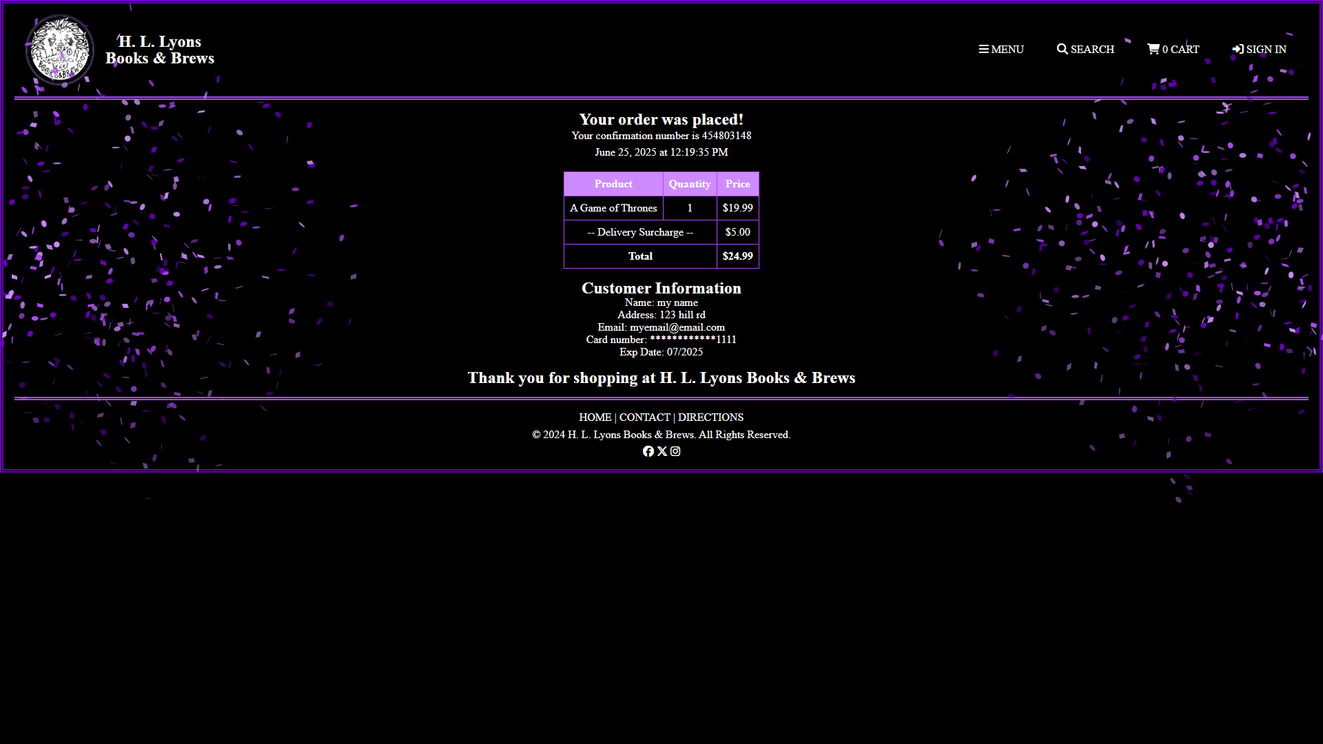 Confirmation Page